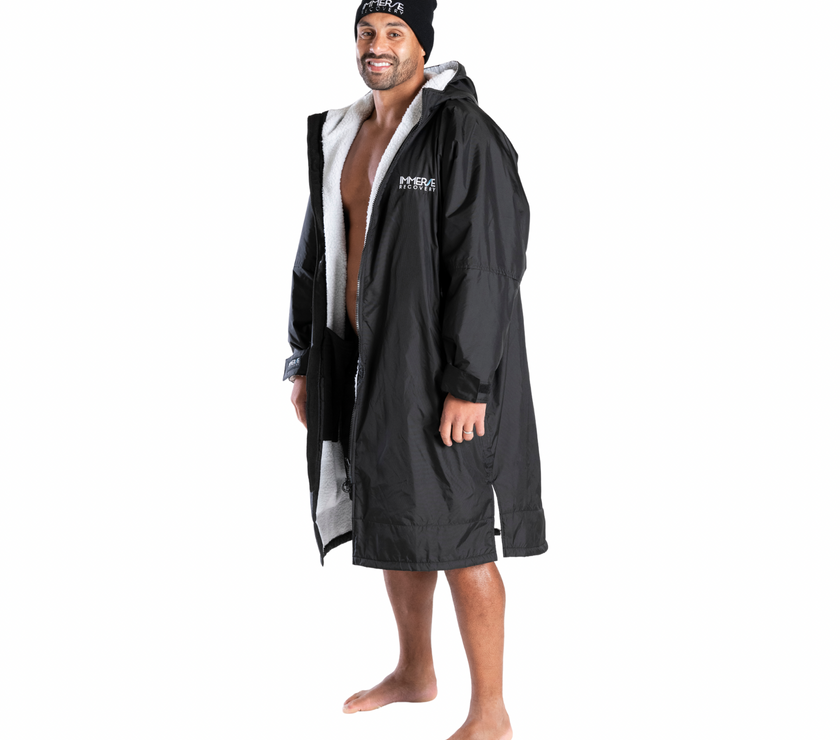 Side View of Immerse Recovery Dry Robe Coat
